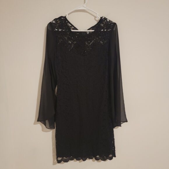 Vintage Connected Apparel Size 6 Dress Knee Length Scalloped Black Witchy Goth - Picture 1 of 10